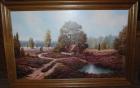 Holzgemälde Heidelandschaft 90x65 cm