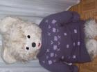 Gr.67 cm Teddy weich, weiß mit echtem Pullover