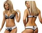 Damen Set Damenunterwäsche MAGIQUE aus Spitze Push-up-BH + String weiß-schwarz