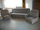 Polster-Sitzgarnitur mit  2 Sessel und 1 Sitz-, u. Liegesofa 