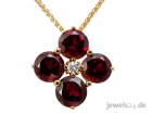 Collier, Halskette mit Anhänger, Diamanten, Granat Edelsteinen, Gold günstig