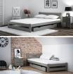 Bett Grau Holzbett mit Lattenrost Kieferholz Kieferbett Kinderbett Einzelbett 90