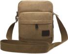 Herren-Leinen-Tasche sportliche Schultertasche breiter Tragegurt braun
