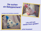 Kuschelvogel für Baby, blau oder rosa auch als Kissen verwendbar, aus echter Han
