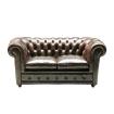 Klassisches Design Sofa im Oxford-Stil, 2-Sitzer, echtes Leder.